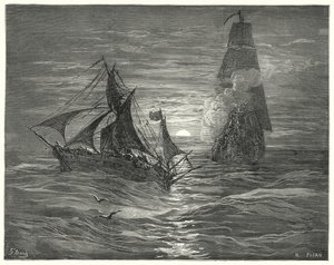 Gustave Dorés Don Quixote: "Sie feuerten zwei Kanonen auf uns ab" von Gustave Dore