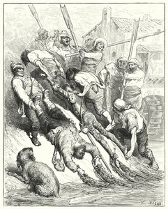 Gustave Dorés Don Quixote: "Sie wurden beide an Land gezogen, mehr durchnässt als durstig" von Gustave Dore