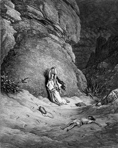 Hagar und Ismael, Gravur von Doré von Gustave Dore