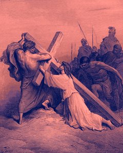 Jesus fällt unter dem Kreuz - Bibel