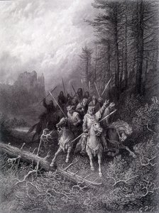 König Artus im Broceliande-Wald (Zyklus der Ritter der Tafelrunde) - in "Viviane" von Alfred Tennyson, Illustration von G. Doré von Gustave Dore