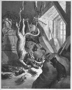 Die Katze und eine alte Ratte - aus "Fabeln" von Jean de La Fontaine von Gustave Dore
