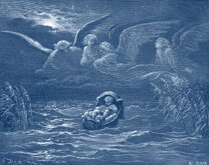 Moses am Nil, Gravur von Doré - Bibel