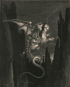 Neue Angst, die ich bei dem steilen Sturz empfand, ca. 1890 von Gustave Dore