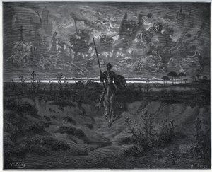 Auf dieser Reise sprach unser brandneuer Abenteurer mit sich selbst - aus "Don Quijote von der Mancha" von Miguel Cervantes