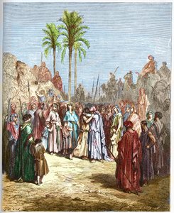 Versöhnung zwischen Jakob und Esau (Genesis, XXXIII, 4) - Gravur aus „Die illustrierte Bibel“ von Gustave Doré von Gustave Dore