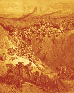 Simson tötet Philister mit dem Kieferknochen eines Esels, von Doré von Gustave Dore