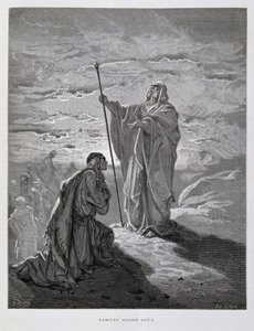 Samuel salbt Saul zum ersten König von Israel, Illustration aus der Dore-Bibel von Gustave Dore