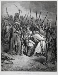 Samuel tötet Agag, Illustration aus der Dore-Bibel von Gustave Dore