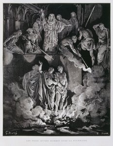 Schadrach, Meschach und Abednego im Feuerofen, Illustration aus der Dore-Bibel