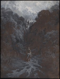 Sir Lancelot nähert sich der Burg von Astolat