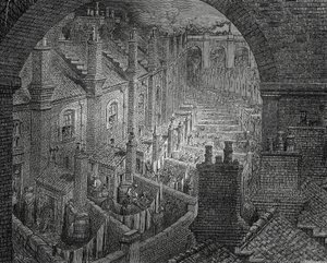 Slums von London, Gravur von Gustave Doré von Gustave Dore