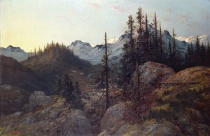 Sonnenaufgang in den Alpen von Gustave Dore