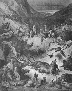 Die Tiere, die an der Pest erkrankt sind, Illustration für die Fabeln von La Fontaine