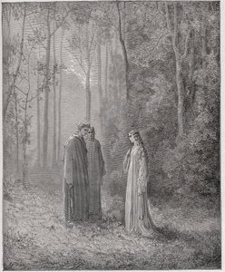 Die Göttliche Komödie, Purgatorio, Gesang 5: Dante spricht mit Pia de Tolomei (Illustration von Gustave Doré) von Gustave Dore