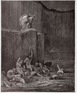 Die Göttliche Komödie, Inferno, Gesang 18: Buhler und Schmeichler im achten Kreis - von Dante Alighieri (1265-1321) - Illustration von Gustave Doré (1832-1883)
