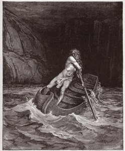Die Göttliche Komödie, Inferno, Gesang 3: Charon am Fluss Acheron (Illustration von Gustave Doré) von Gustave Dore