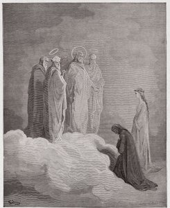 Die Göttliche Komödie, Paradiso, Gesang 26: St. Johannes prüft Dante über die Liebe - von Dante Alighieri (1265-1321) - Illustration von Gustave Doré (1832-1883)