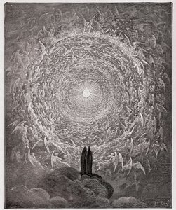 Die Göttliche Komödie, Paradiso, Gesang 31: Die heilige Schar bildet eine Rose im Empyreum (Himmelsrose) - von Dante Alighieri (1265-1321)