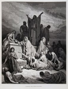 Die Pest schlägt in Jerusalem zu, Illustration aus der Dore-Bibel von Gustave Dore