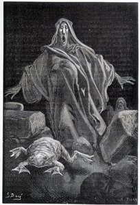 Der Alarmruf - Illustration der Angst von Gustave Doré, Gravur