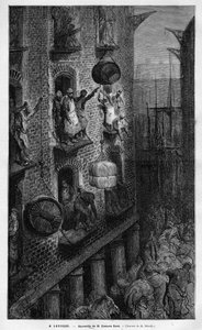 Ansicht des Lebens in London. Zeichnung von Gustave Doré. In „Le Monde illustré“ 1883 von Gustave Dore