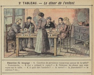 Das Abendessen des Kindes (Farblithografie) von Gustave Fraipont