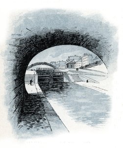Die Schleusen des Canal Saint-Martin, Paris, aus „La Seine à travers Paris“ von Saint-Juirs von Gustave Fraipont