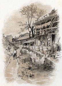 Megisseries de la rue du Pot-au-Lait im Viertel Pete Gentilly an den Ufern der Bièvre in Paris. Zeichnung von Gustave Fraipont (1849-1923) aus Saint-Juirs von Gustave Fraipont