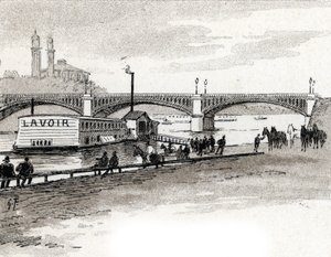 Ansicht der Grenelle-Brücke in Paris. Zeichnung von Gustave Fraipont (1849-1923) aus Saint-Juirs