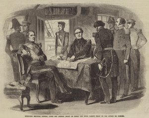 Interview zwischen Admiral Lyons und Admiral Bruat an Bord der Royal Albert, vor dem Angriff auf Kinburn von Gustave Janet