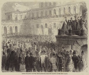 Victor Emmanuel grüßt die Florentiner von der Galerie des Pitti-Palastes von Gustave Janet