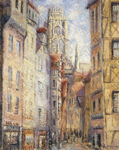 Rouen, eine Straße bei der Kirche, ca. 1920 von Gustave Loiseau