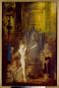 Salome tanzt vor Herodes. Salome tanzt im Bankettsaal von Herodes. Herodes sitzt auf einem hohen Thron und ist von der Schönheit der Tänzerin fasziniert. Gemälde von Gustave Moreau (1826-1898) von Gustave Moreau