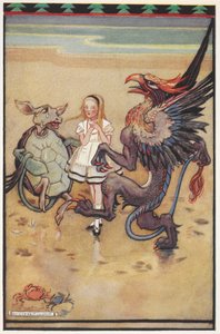 Alice tanzt mit der falschen Schildkröte und dem Greif