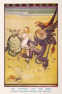 Der Greif und die falsche Schildkröte tanzten im Kreis, aus der Kinderstube Alice im Wunderland / nacherzählt für die Kinderstube von Irene Pearl; die Bilder von Gwynedd Hudson