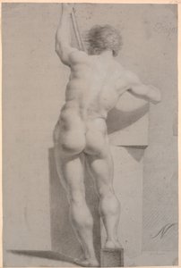 Stehendes Modell. Von hinten gesehen. Stab in der linken Hand von H.W. Bissen