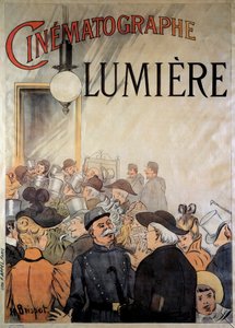 Plakat für den Kinematographen der Brüder Lumière im Grand Café im Dezember 1895 (Illustration)