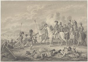 Herzog von Wellington empfängt während der Schlacht bei Waterloo zwei von den Franzosen eroberte Standarten mit Adlern, 1815 von Haatje Pieters Oosterhuis