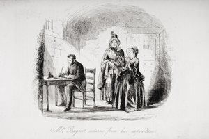 Mrs. Bagnet kehrt von ihrer Expedition zurück, Illustration aus 