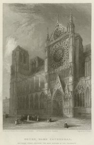 Kathedrale Notre-Dame, Südfront, zeigt das Rosettenfenster des Querschiffs von Hablot Knight Browne