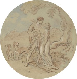 Eines von achtzehn Designs für eine Serie von Platten, die Venus und Adonis illustrieren