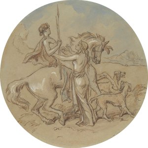 Eines von achtzehn Designs für eine Serie von Platten, die Venus und Adonis illustrieren