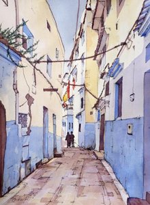 Ein ruhiger Spaziergang, Chefchaouen, Marokko von Hadley Rampton