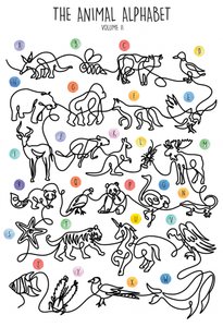 Tieralphabet Linienkunst von Hanna Lee Tidd