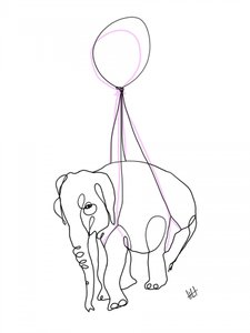 Elefant mit rosa Ballon von Hanna Lee Tidd