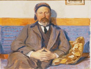 Porträt des Ehemanns der Künstlerin, George Pauli, auf einem Sofa sitzend