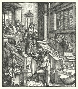 Erzherzog Maximilian von Österreich als Musikmäzen (Gravur) von Hans (after) Burgkmair
