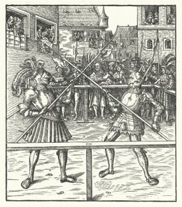 Erzherzog Maximilian von Österreich kämpft zu Fuß mit einer Hellebarde von Hans (after) Burgkmair