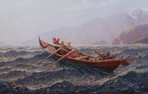 Menschen in einem Ruderboot von Hans Andreas Dahl